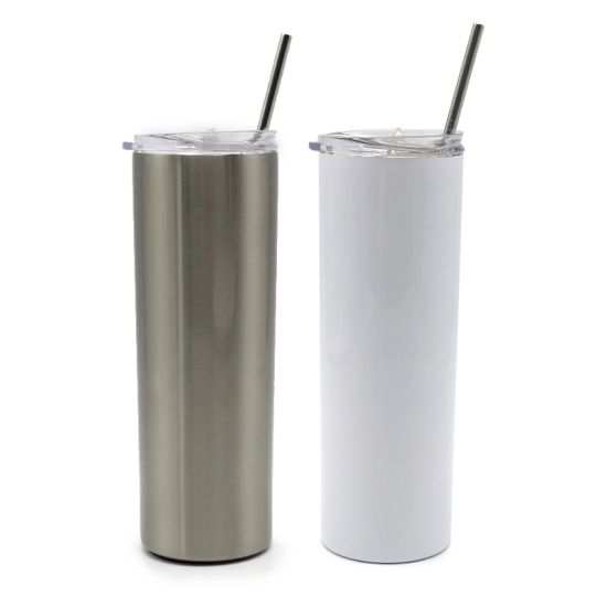 25 Pack 20oz Blank Sublimation Tumblers Skinny Straight White