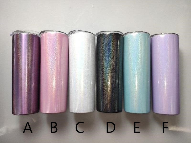 Holographic Glitter 20 oz Skinny Straight Sublimation Tumblers