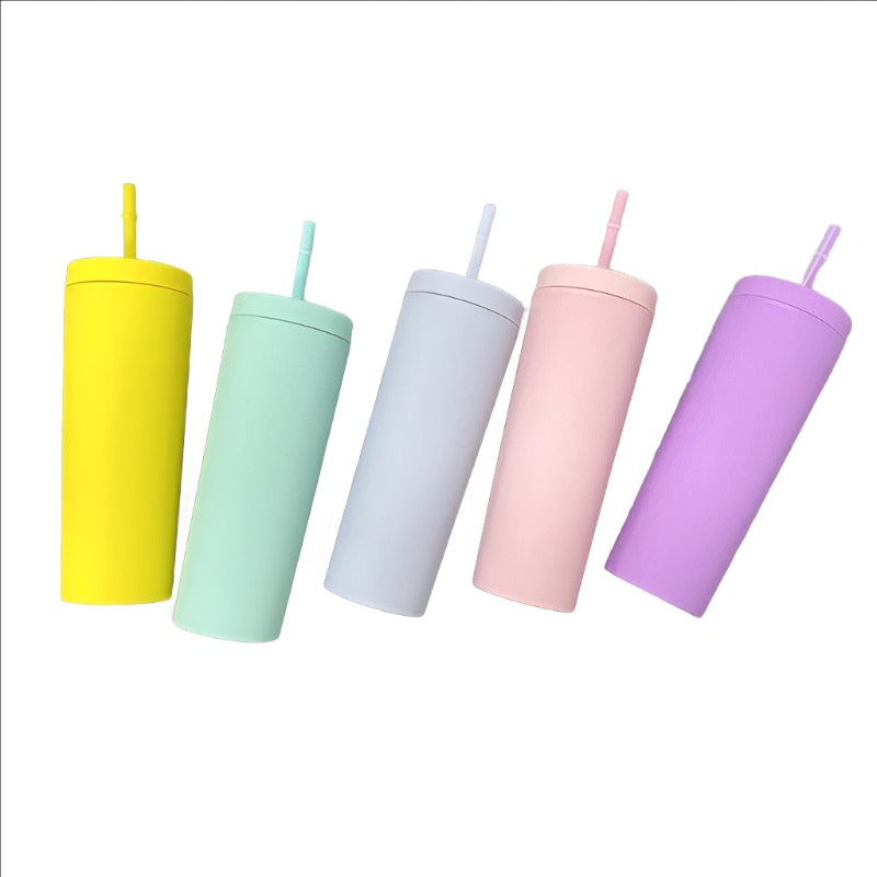 19oz XL Pastel Straight Blank Tumblers, 19 oz Matte Tumblers, Double Wall Acrylic Tumbler With Straw and Screw Lid Multiple colors