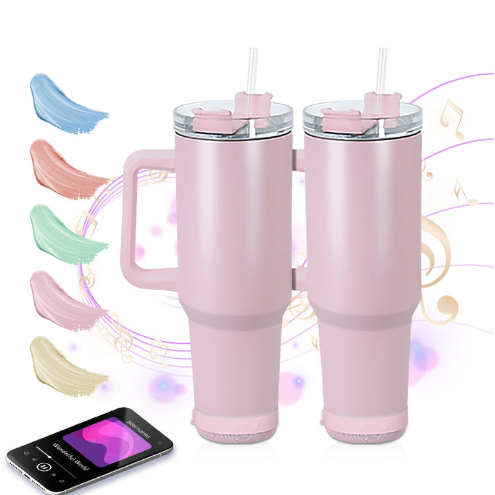 40oz Sublimation Macaroon Bluetooth Speaker Tumblers Stainless Steel Double Wall With Handle Tumblers