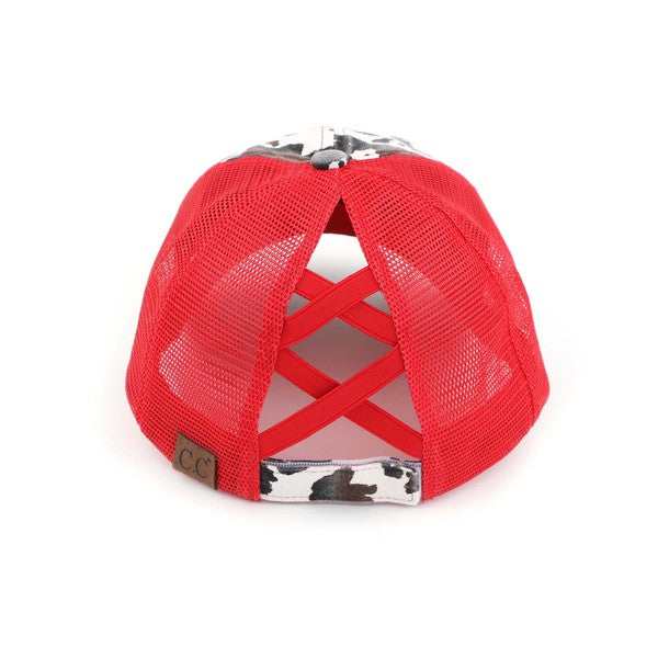 CC Cow Print Pony Cap | Criss-Cross