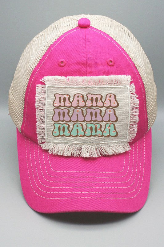 Mama Floral Letters Stack Patch Trucker Hat