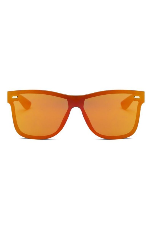 Flat Top Mirrored Rectangle Unisex Sunglasses