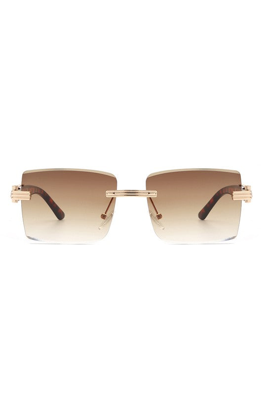 Rimless Square Retro Tinted Fashion Sunglasses