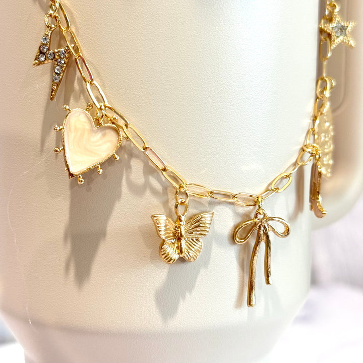 Butterfly & Bows Deluxe Tumbler Charm Necklace
