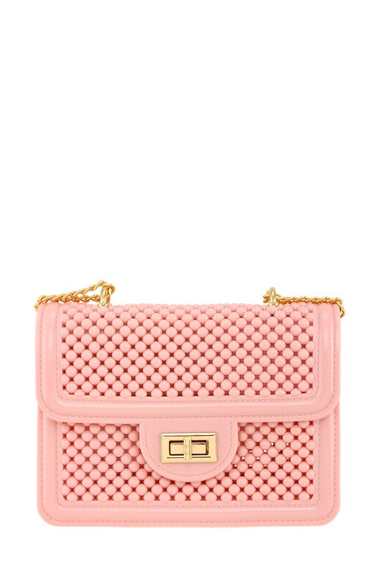 Metal Square Buckle Crossbody Chain Jelly Bag