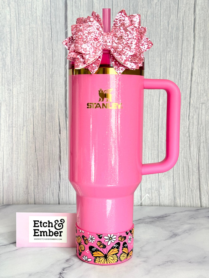 Pink BUTTERFLIES Tumbler Boot -fits 20-40oz