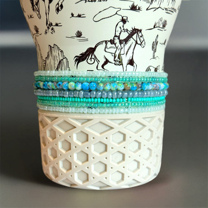 Turquoise Trails Tumbler Bracelet Stack