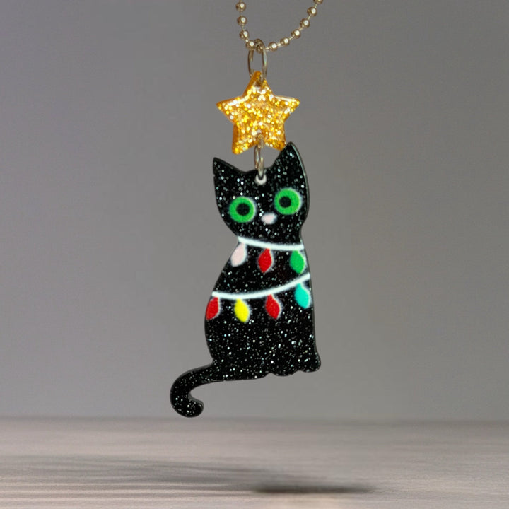 Christmas Kitty Charm - Tumbler Handle Charm