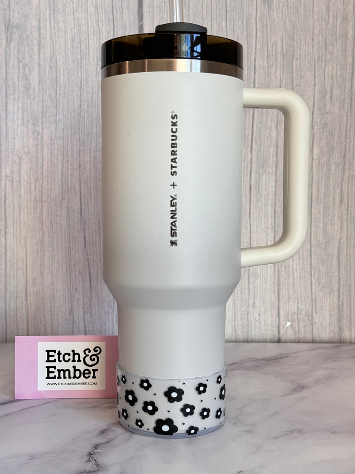 CLEAR BLACK DAISIES Tumbler Boot -fits 20-40oz