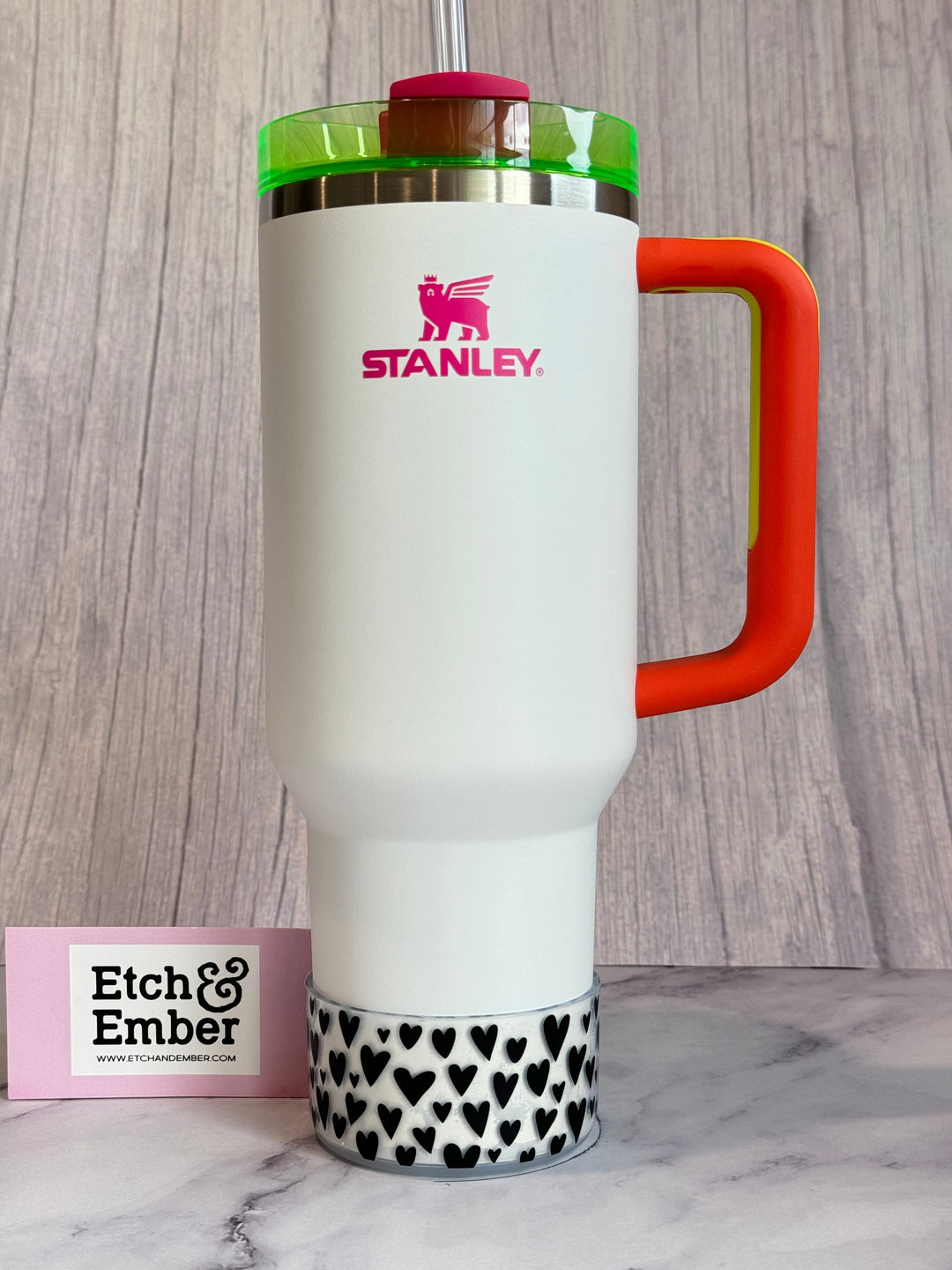 Clear Black Hearts Tumbler Boot -fits 20-40oz New!