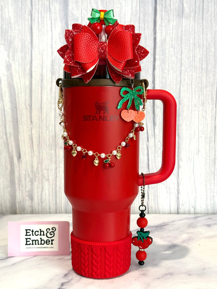 Cherry Pearl Deluxe Tumbler Charm Necklace