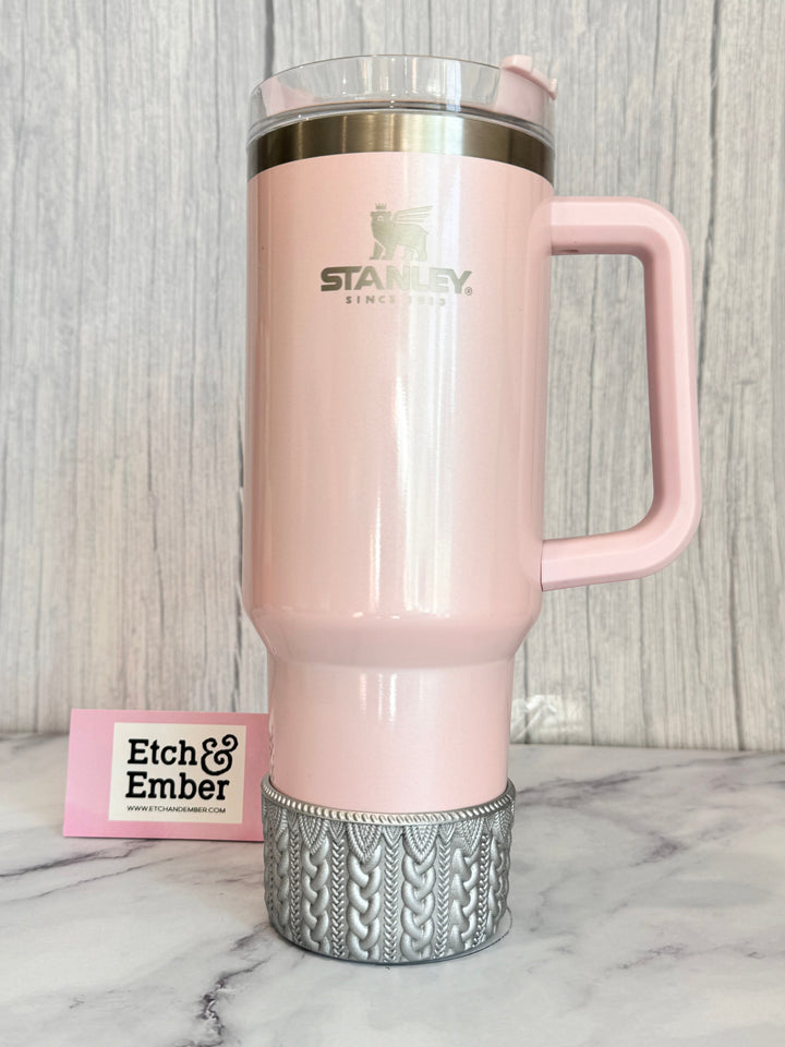 Silver Metallic MACRAME Tumbler Boot -fits 20-40oz