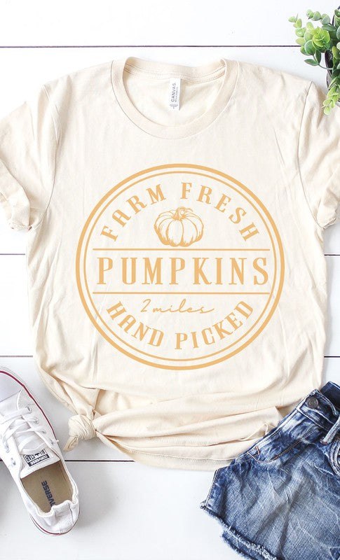 Farm Fresh Pumpkins Circle Graphic Tee T-Shirt