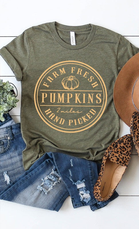 Farm Fresh Pumpkins Circle Graphic Tee T-Shirt