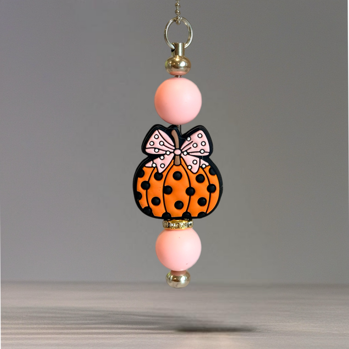 Pink Polka Dot Pumpkin Charm - Tumbler Handle Charm