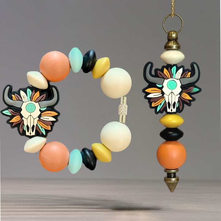 Feathered Skull Handle Bracelet - Tumbler Handle Charm