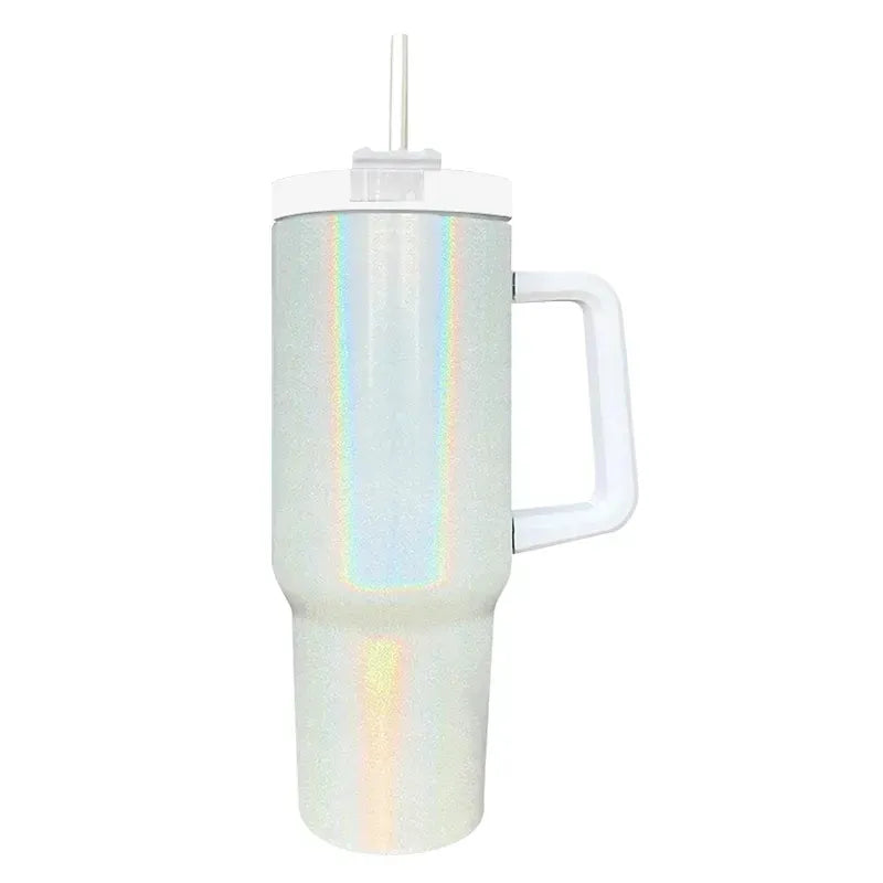 White 40 Oz Tumbler Cup with Handle