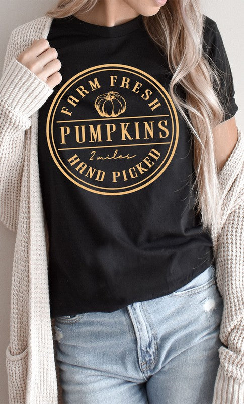 Farm Fresh Pumpkins Circle PLUS Graphic Tee T-Shirt