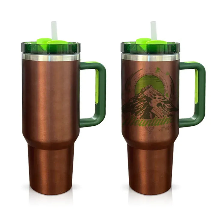 40oz Sublimation Rose Gold Moonshine Watermelon Tumbler w/ Handle stainless steel