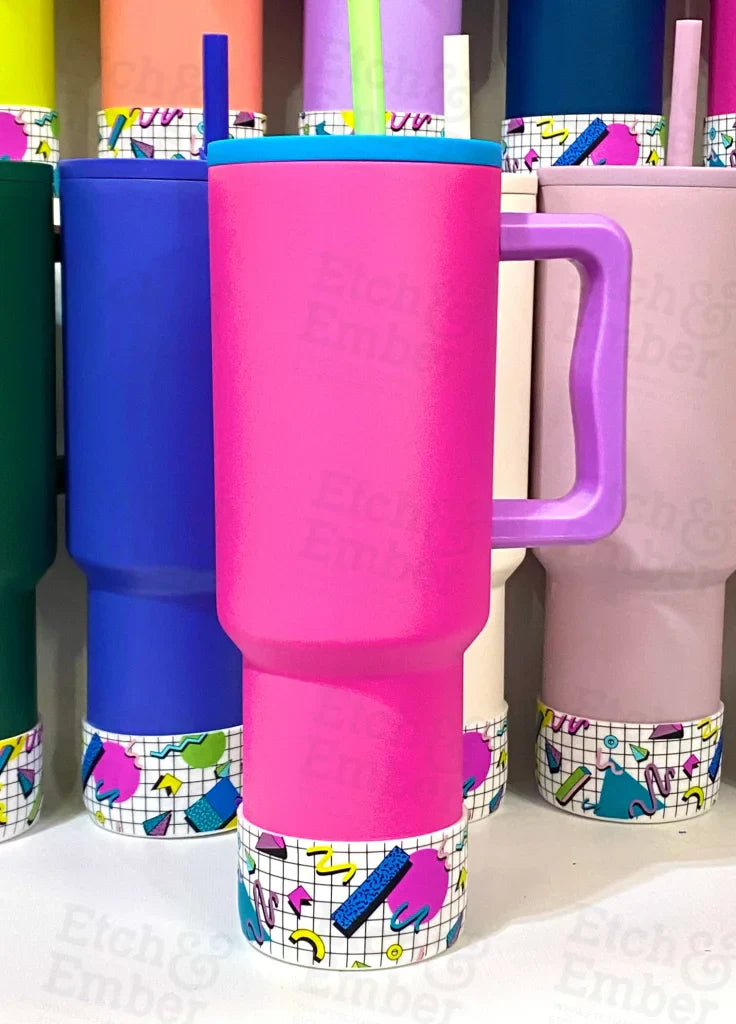 80's Vibe Tumbler Boot- pink, green, blue, yellow