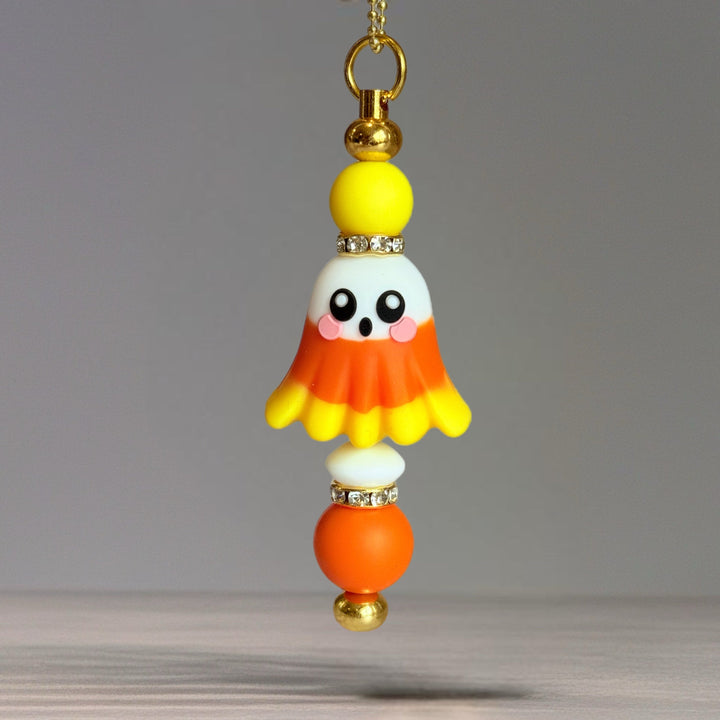Candy Corn Ghost Charm - Tumbler Handle Charm