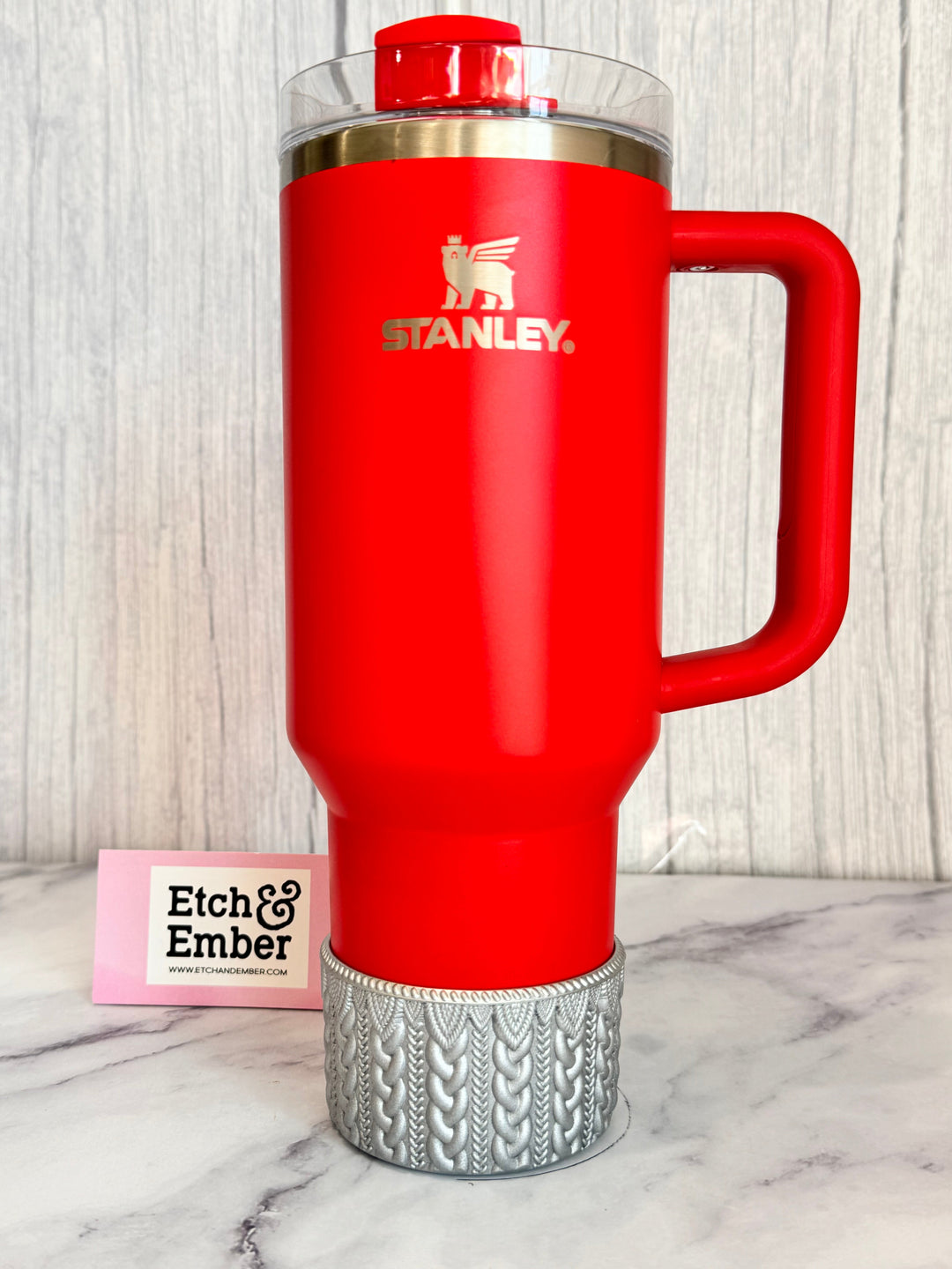 Silver Metallic MACRAME Tumbler Boot -fits 20-40oz