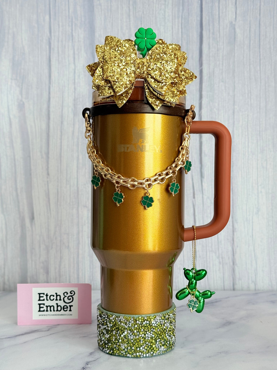 Lucky Clover Deluxe Tumbler Charm Necklace