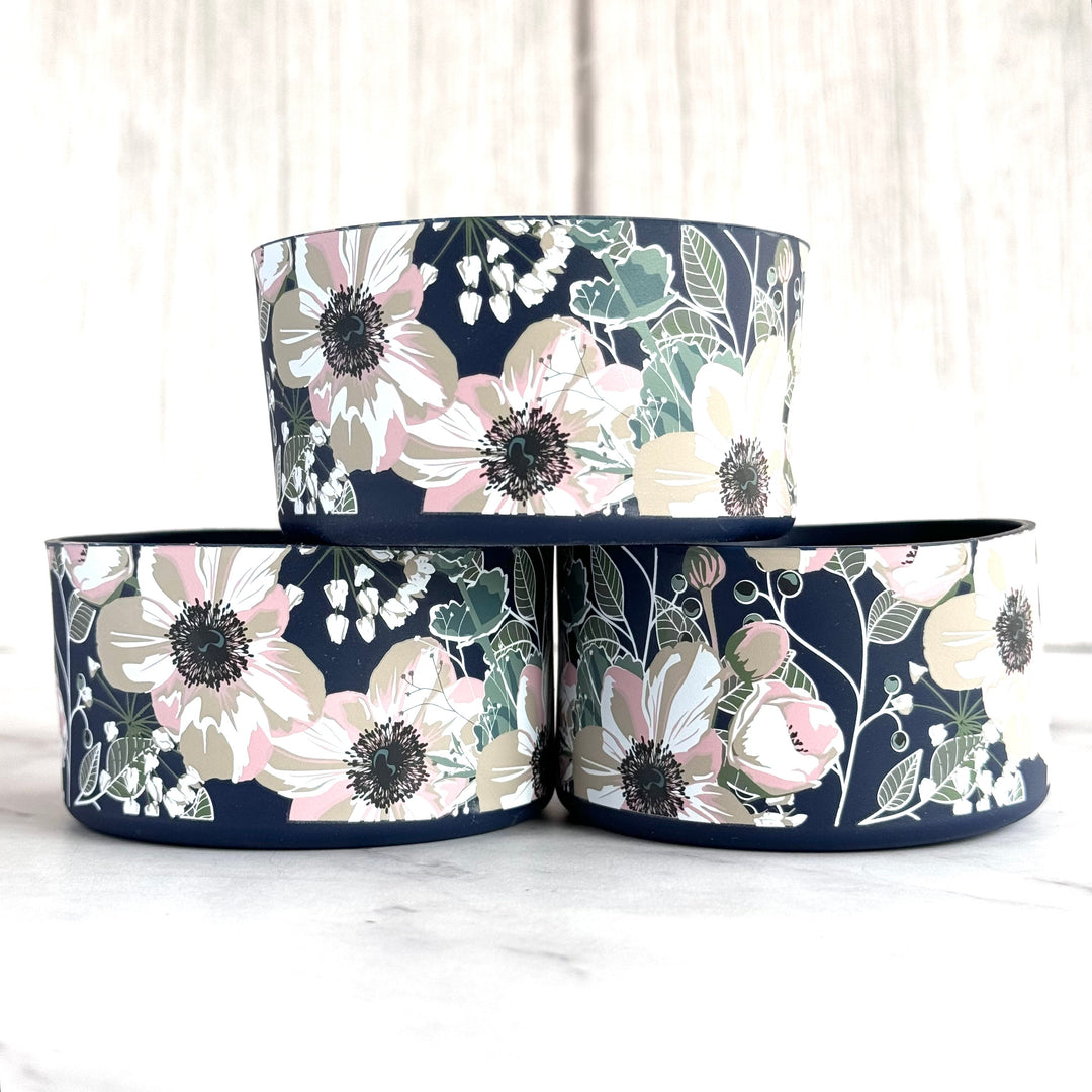 NAVY PINK POPPIES Tumbler Boot -Fall fits 20-40oz