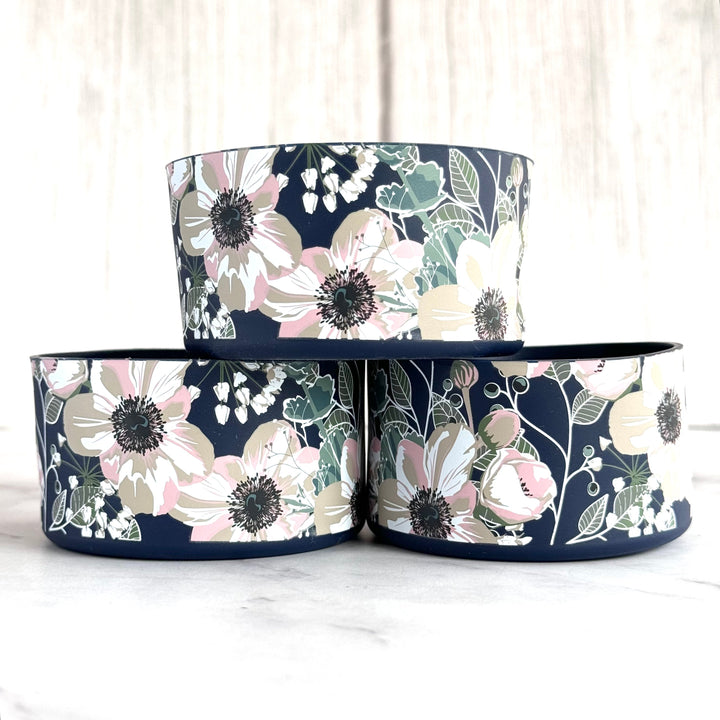 NAVY PINK POPPIES Tumbler Boot -Fall fits 20-40oz