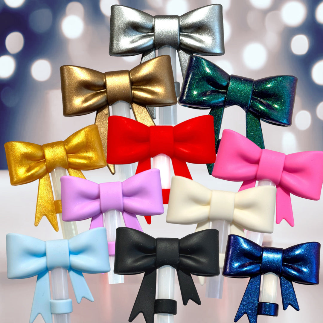 Purple 3D Bow Straw Topper