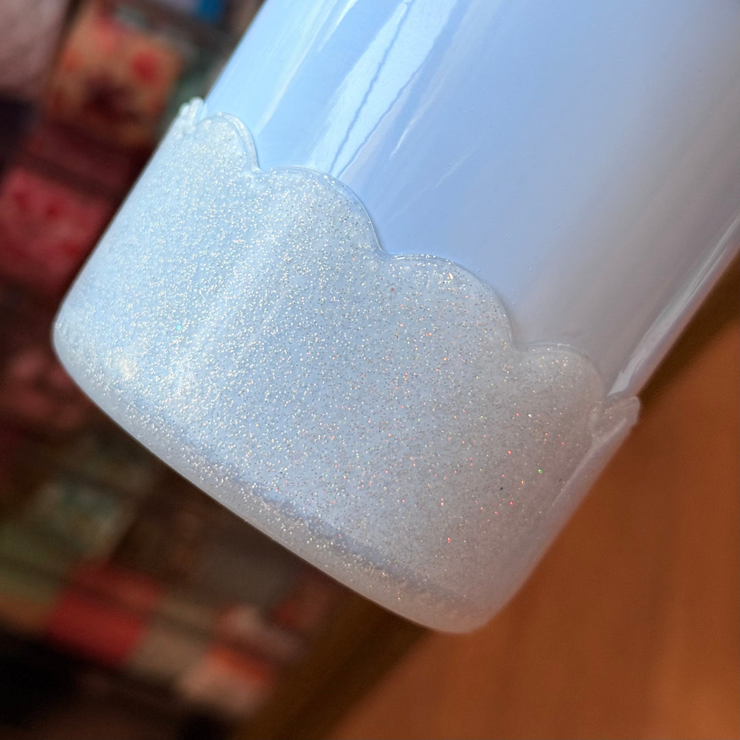 Silver Glitter Scalloped Tumbler Boot -fits 20-40oz