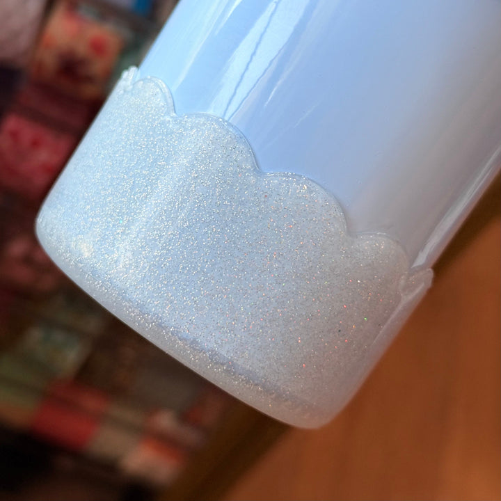Silver Glitter Scalloped Tumbler Boot -fits 20-40oz