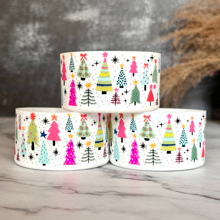 WHITE CHRISTMAS TREES Tumbler Boot -fits 20-40oz NEW! pink white