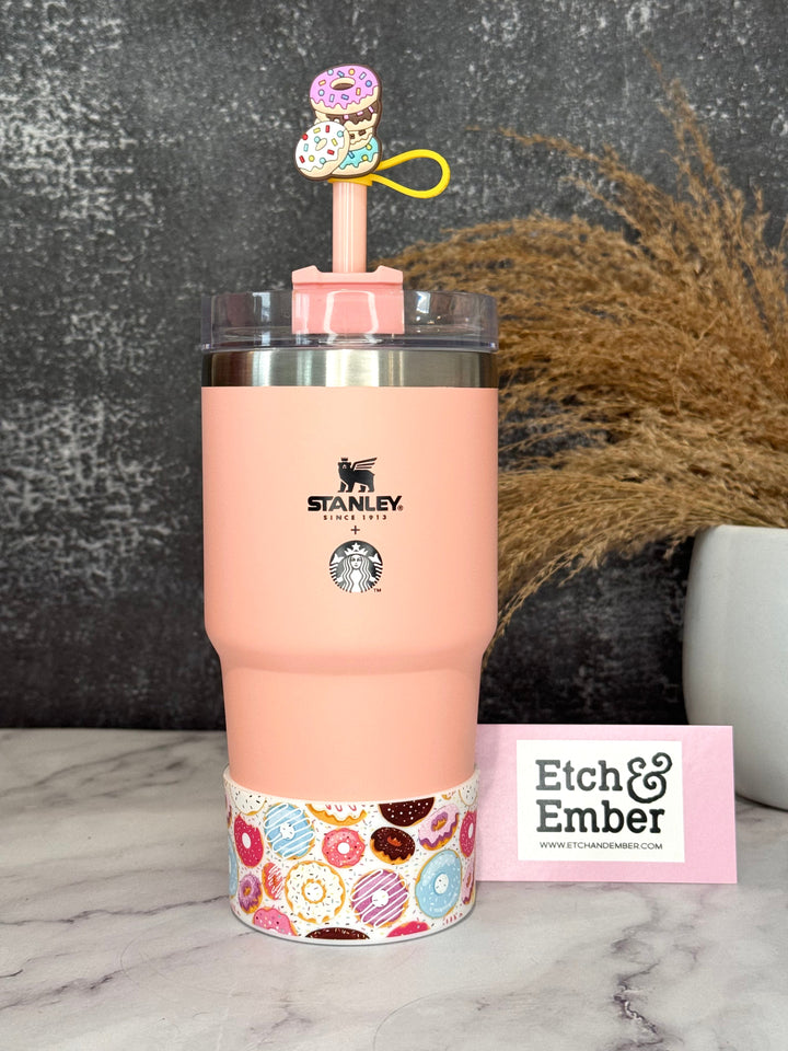 Donuts Stacked Straw Topper pink