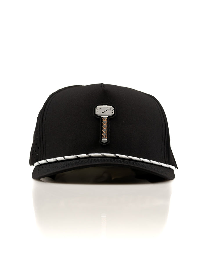 Thor's Hammer Black - Perforated Rope Hat