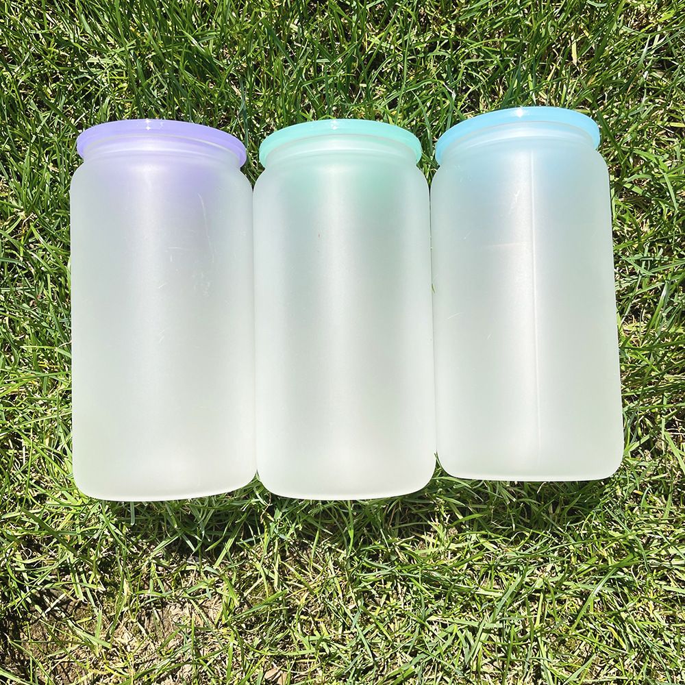 16oz Blank Glass Can Jar plastic Colored lid Tumbler (Lids Only)