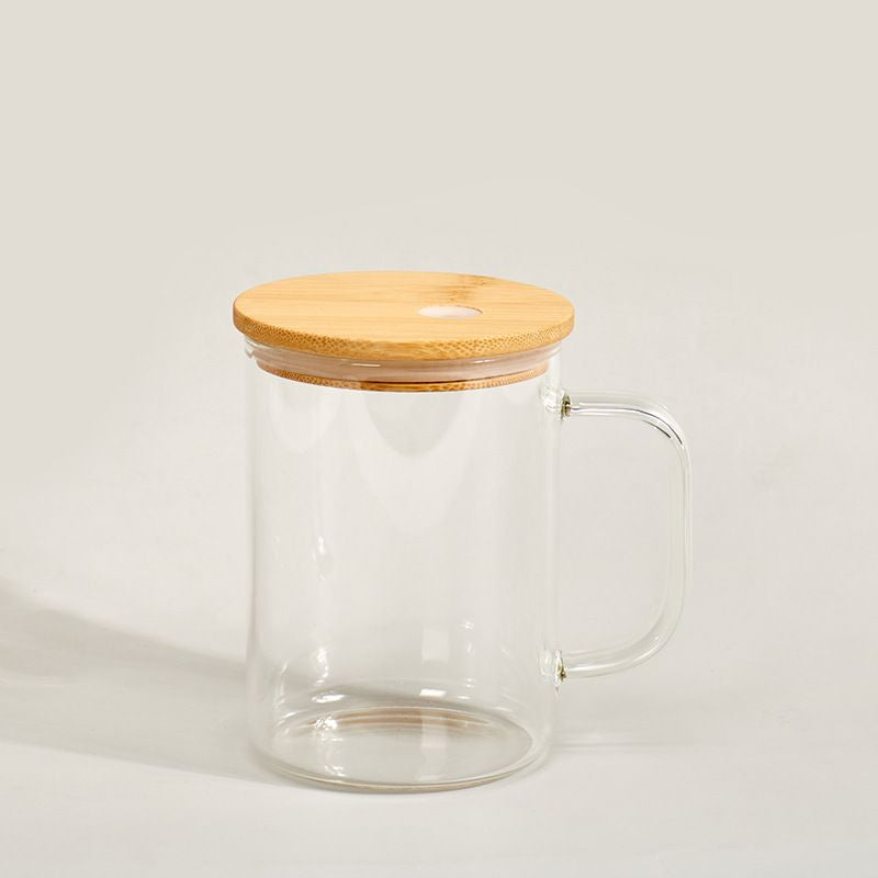 17oz Sublimation Glass Mug With Bamboo Lid and Straw (Clear or Frosted)