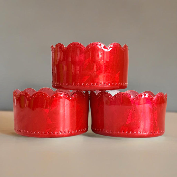 Red Shine Scalloped  Boot