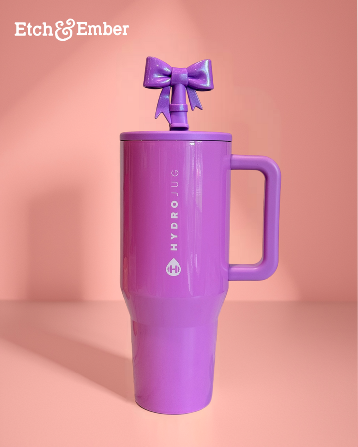 Pulse Purple 3D Bow Straw Topper