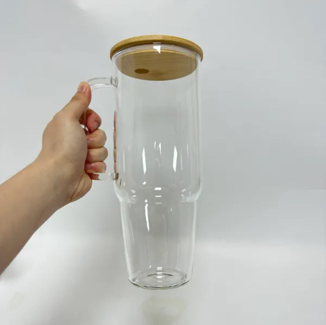 32oz or 40oz Just Another Chapter custom Sublimation Printed Clear or Frost Glass Tumbler, Mug, Cup with Handle