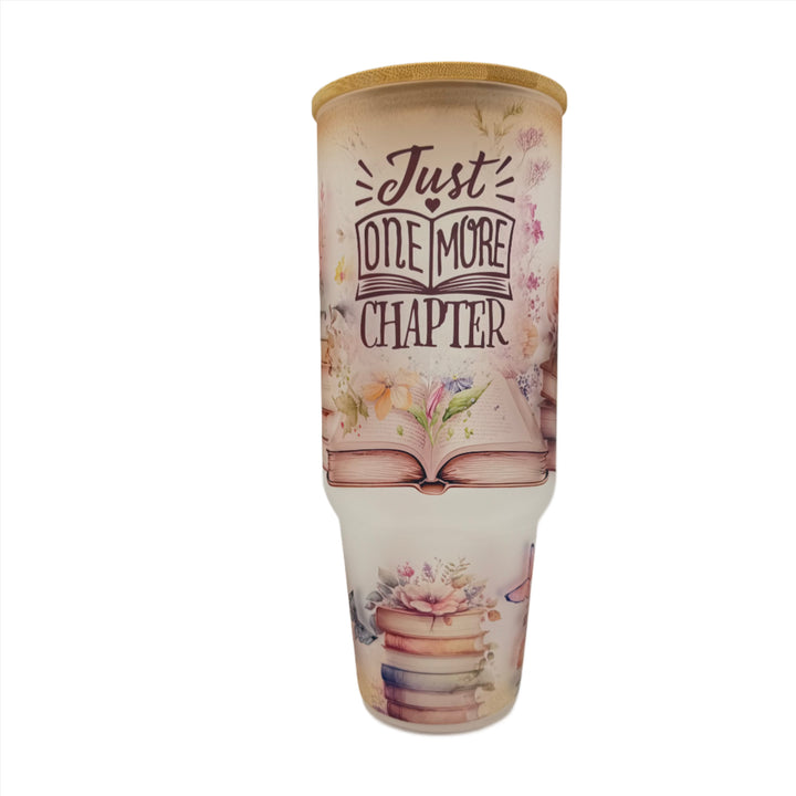 32oz or 40oz Just Another Chapter custom Sublimation Printed Clear or Frost Glass Tumbler, Mug, Cup with Handle