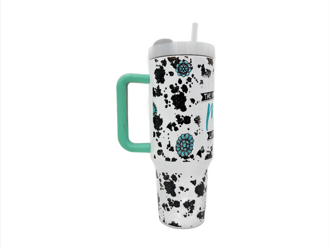 40oz Custom "It's All Messy" Spots Sublimation Tumbler w/ Handle stainless steel