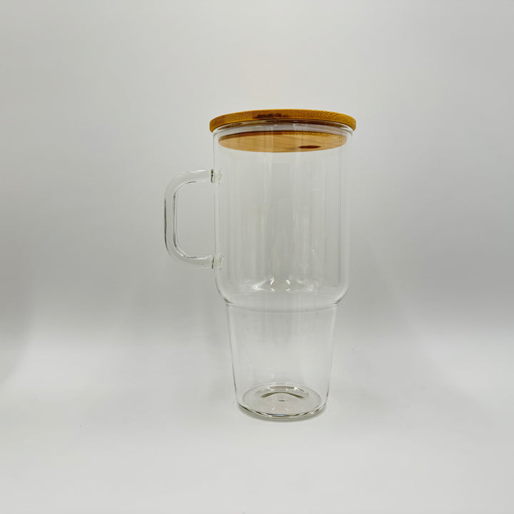 Hailey Brook Designs 32oz or 40oz Sublimation Clear or Frost Glass Tumbler, Mug, Cup With Bamboo Lid and Straw BPA Free