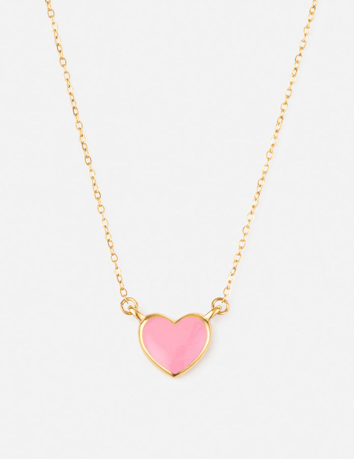 Pink Enamel Heart Necklace