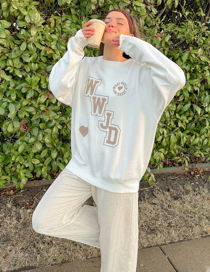 WWJD Varsity Unisex Crewneck