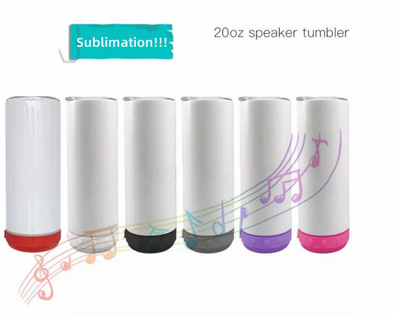 Bulk Pack 20oz Sublimation Bluetooth speaker tumbler. Music Tumblers W/ Lid, Speaker & Straw