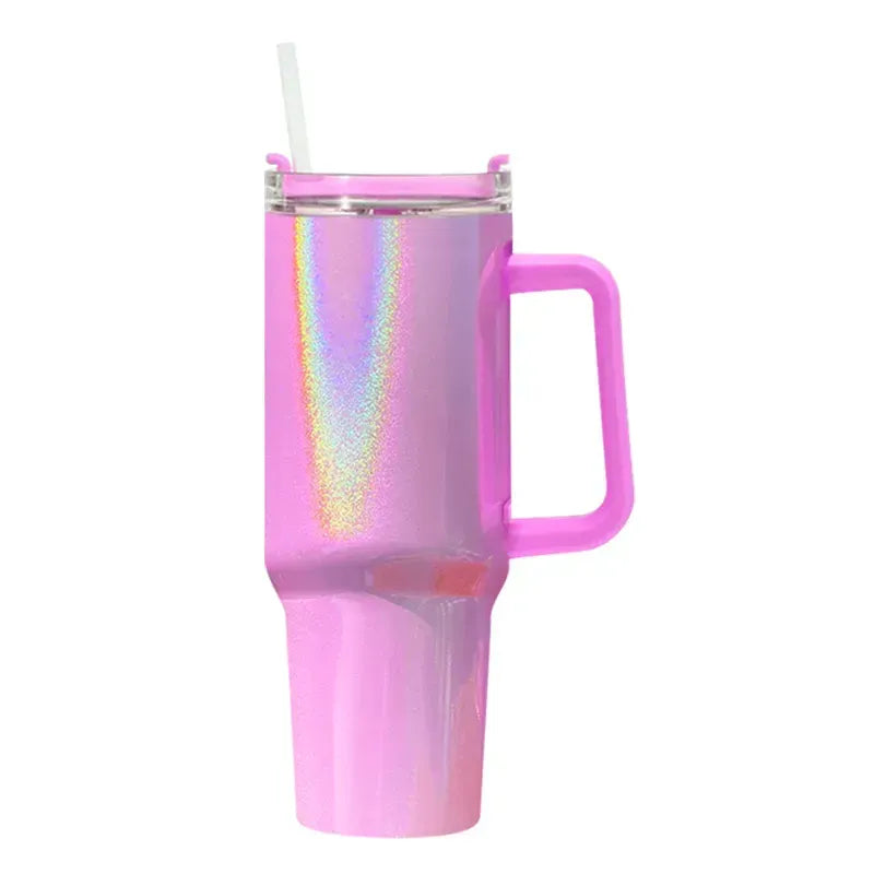 Pink Stainless Steel Tumbler With Handle