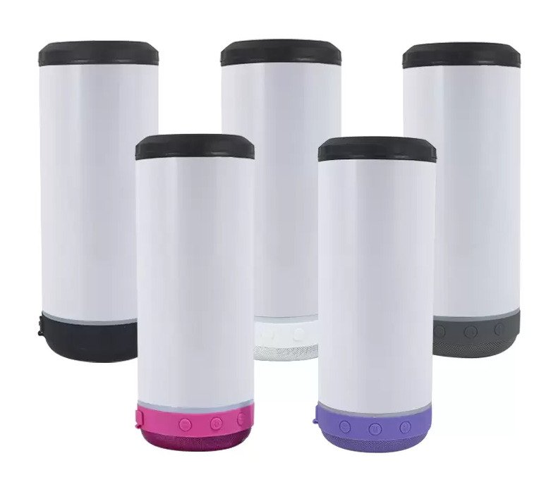 16oz 4 in 1 Sublimation Can cooler Speaker Tumblers Straight Bluetooth music cup stainless steel vacuum insulated Beer Cola Coolers