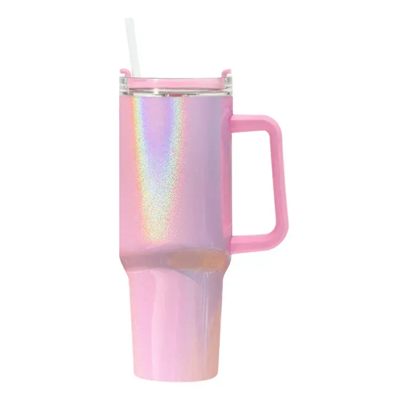 40oz Sublimation Glitter Holographic Stainless Steel Tumbler w/ Handle